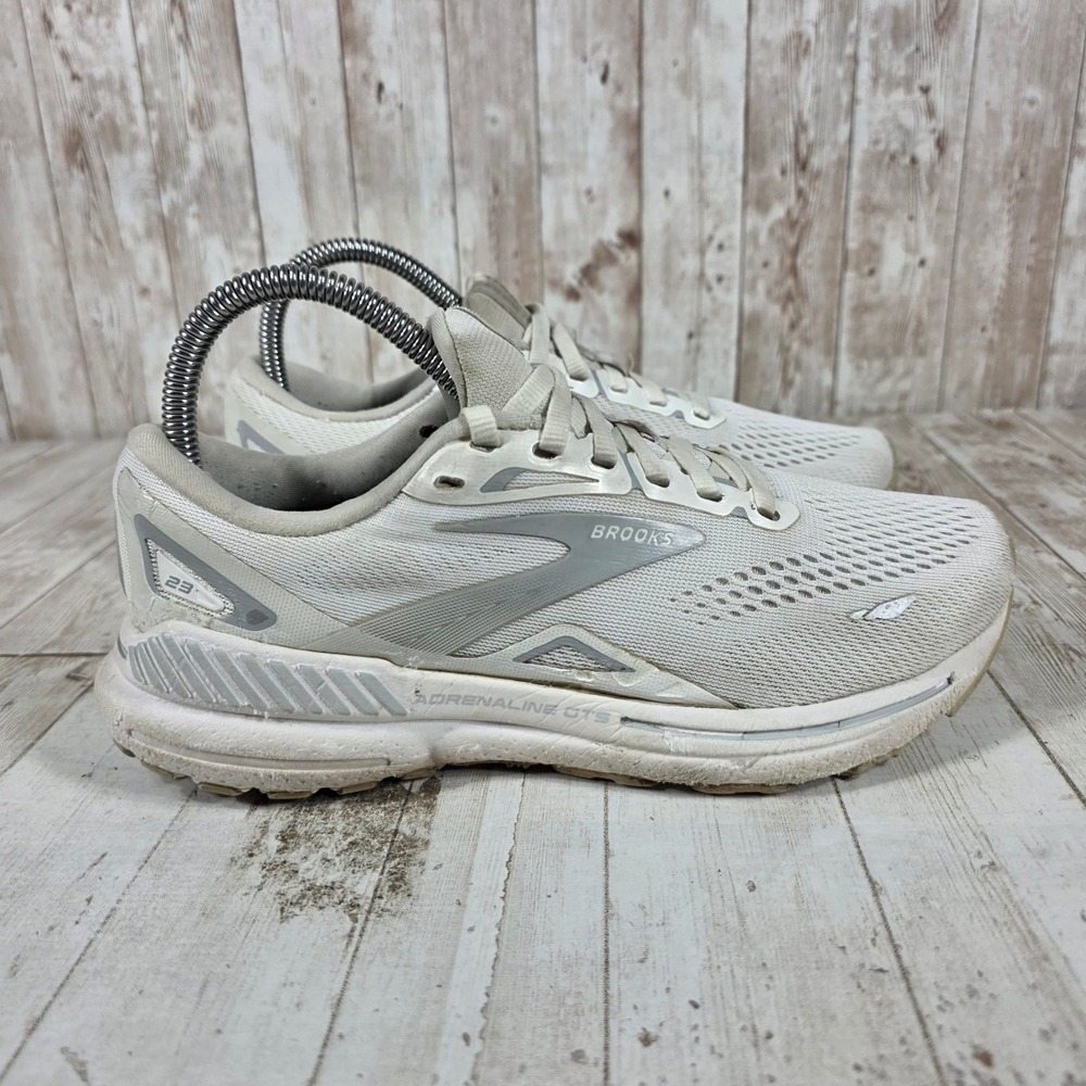 Brooks Adrenaline GTS 23 Womens Running Shoes White Silver 1203811B104 Size 7